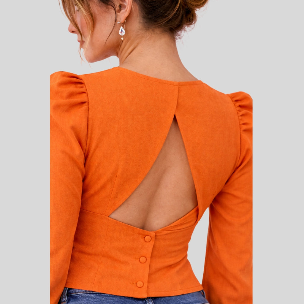 Blusa Escote Corazón Manga Abombada