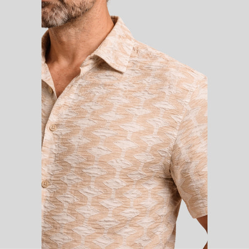 Camisa manga corta textura beige