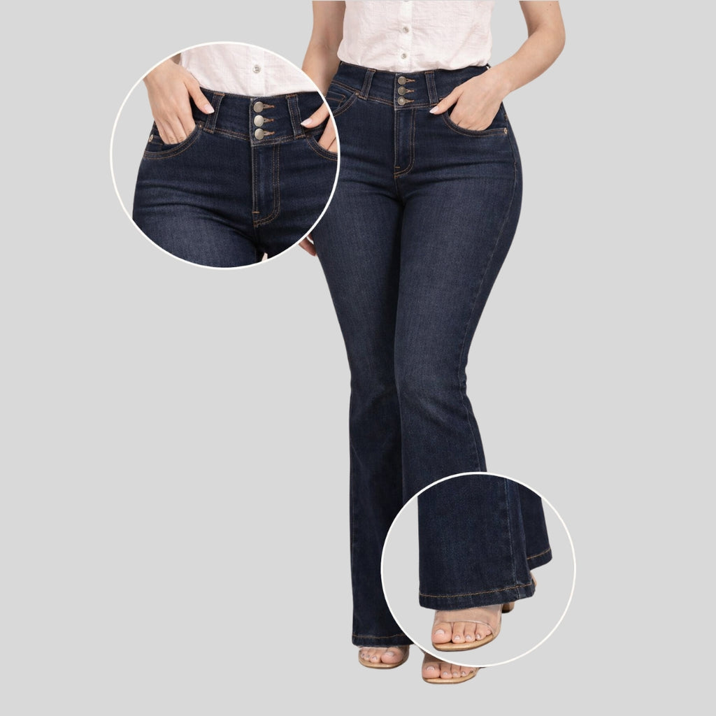 Jeans Tiro Alto en Bota Campana