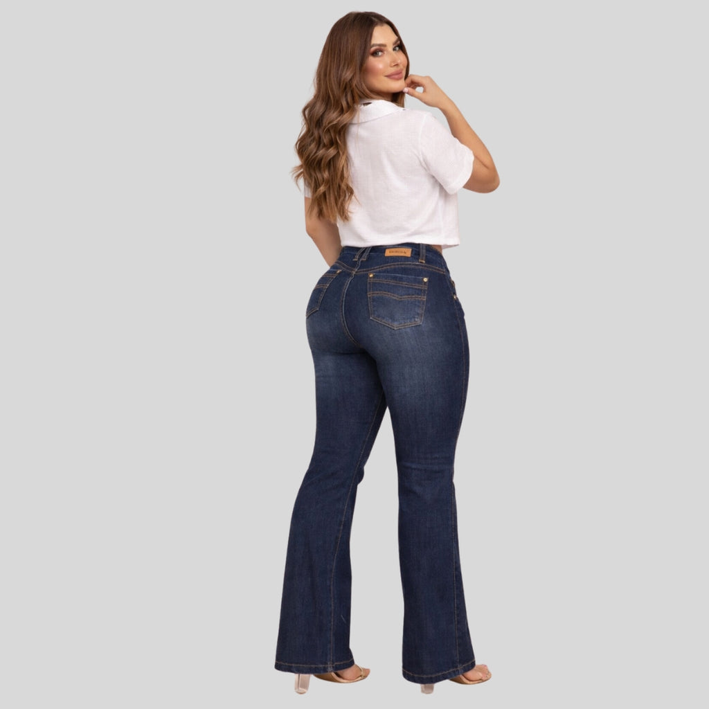 Jeans Tiro Alto en Bota Campana