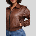 Chaqueta Tipo Cuero Café