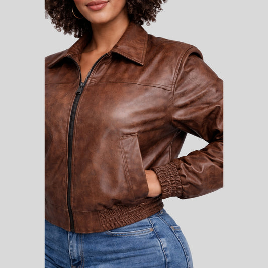Chaqueta Tipo Cuero Café