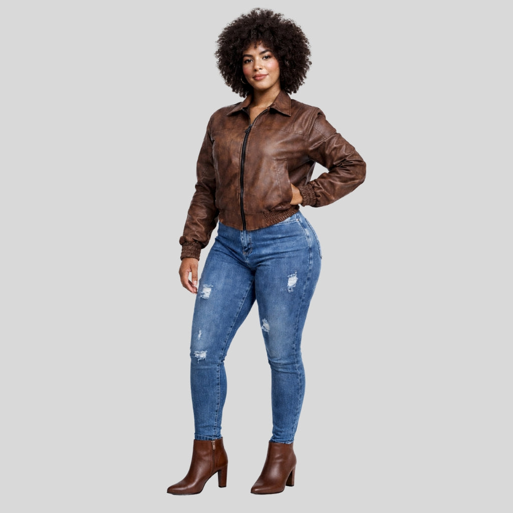 Jean Skinny Tiro Alto con Destroyer
