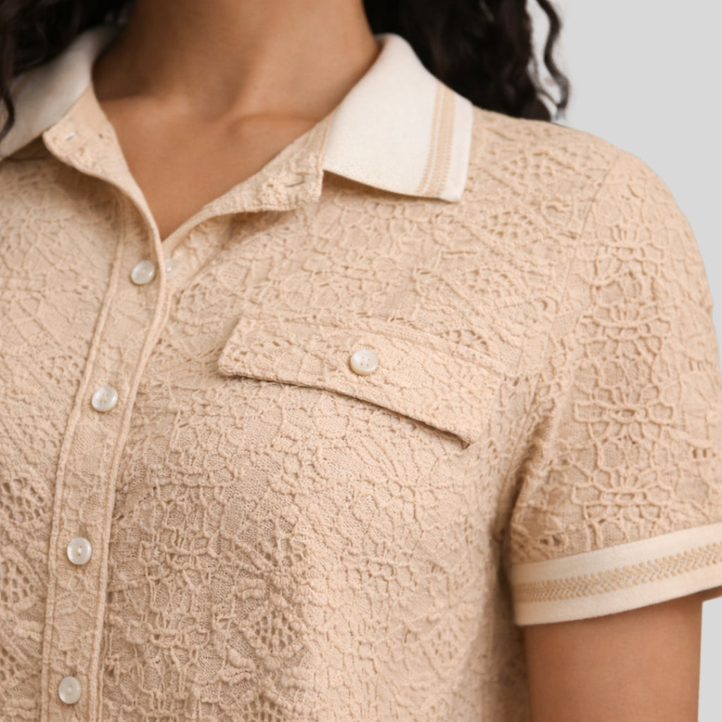Blusa Crop Texturizada Beige