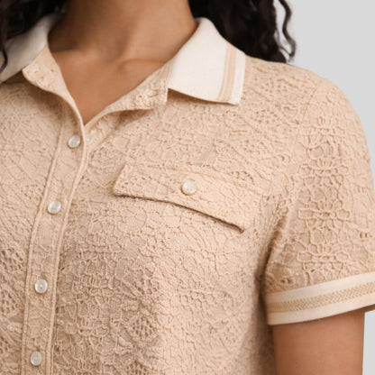 Blusa Crop Texturizada Beige