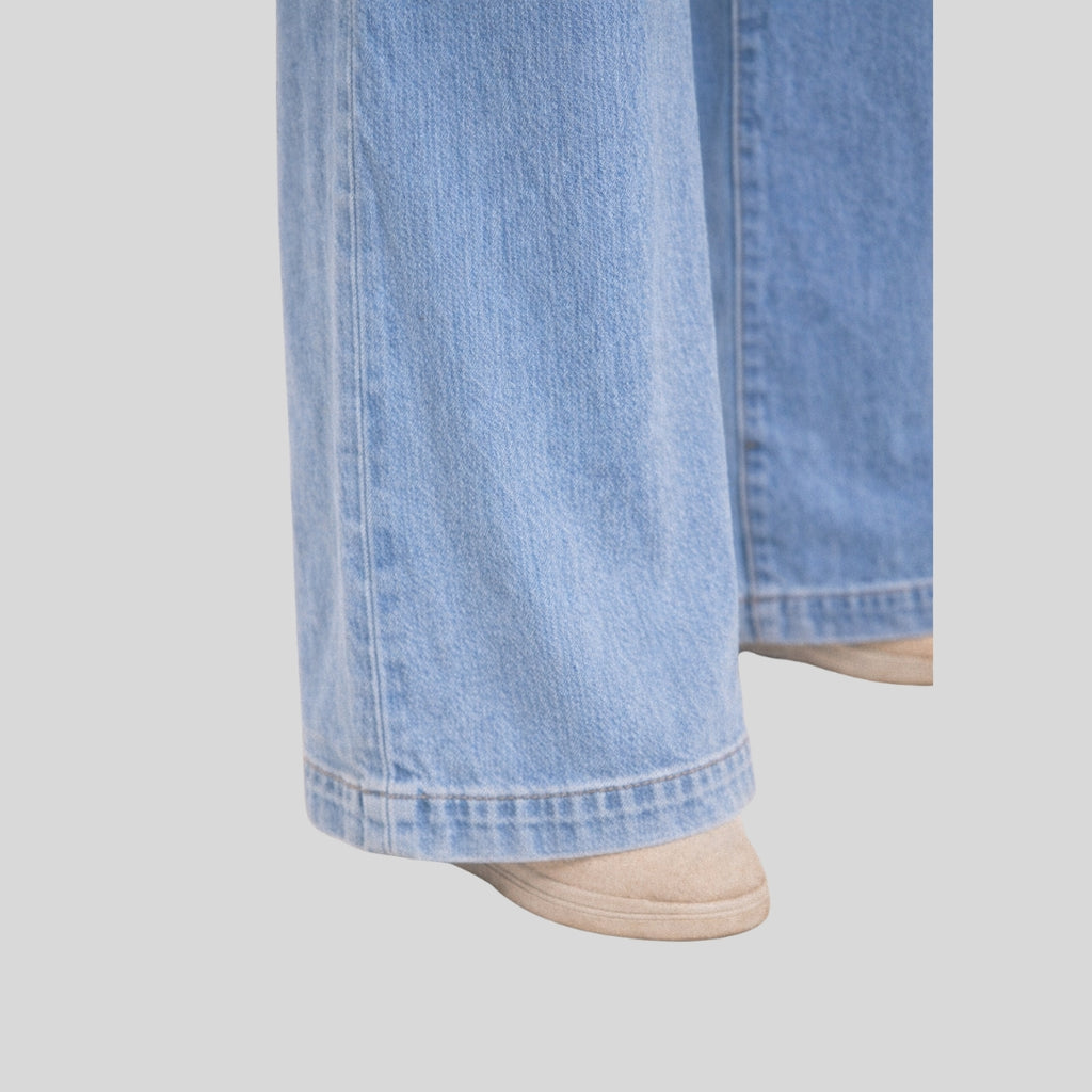 Jean Wide Leg Tiro Alto Azul Claro