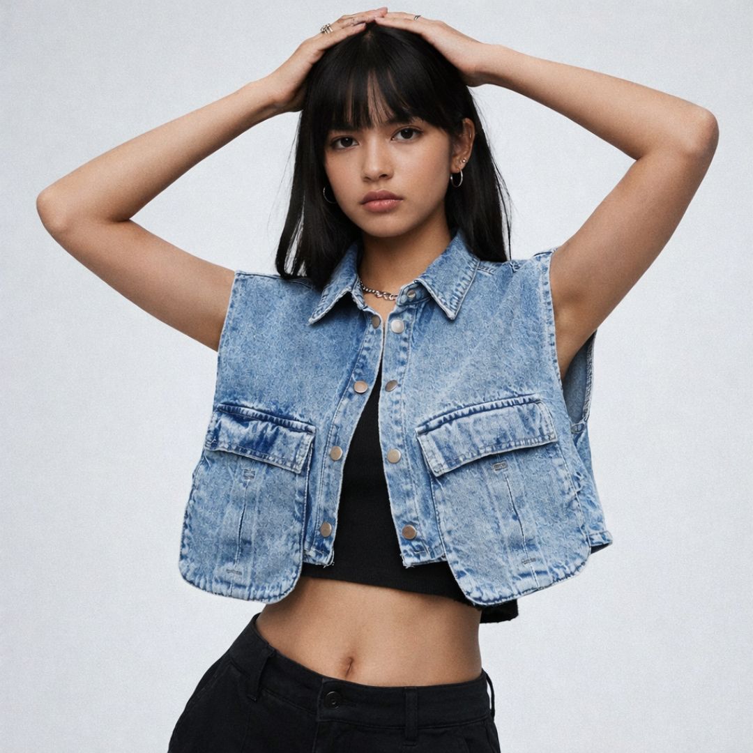 Chaleco Denim Crop