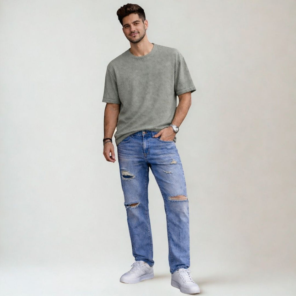 Jean Slim Fit Azul Claro con Roturas